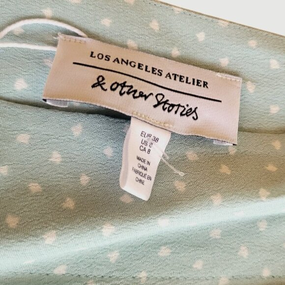 & Other Stories NWT Tie-Back Mint White Boho Dress Size 8 - Picture 5 of 10